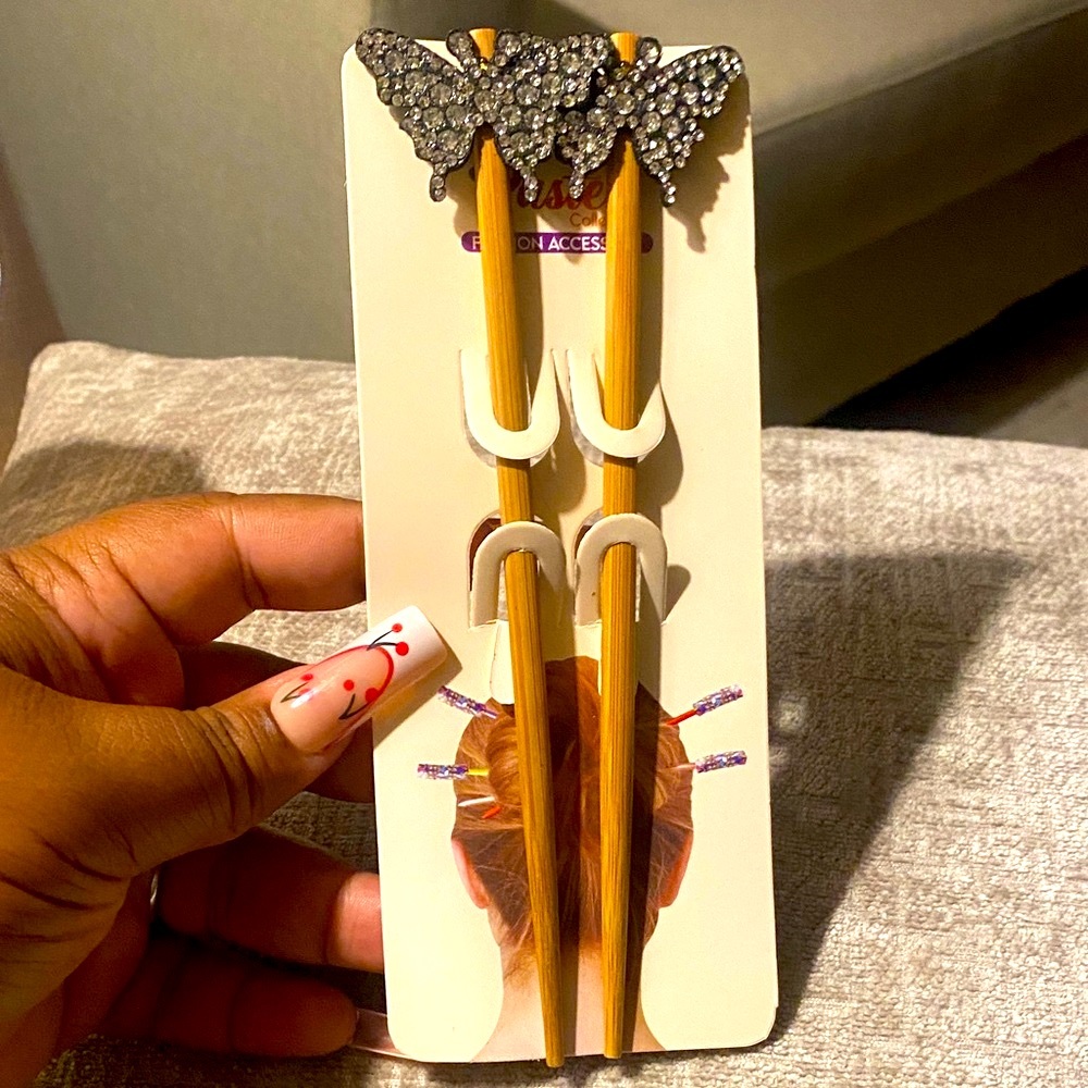 Elegant Hair Sticks with Silver Accents